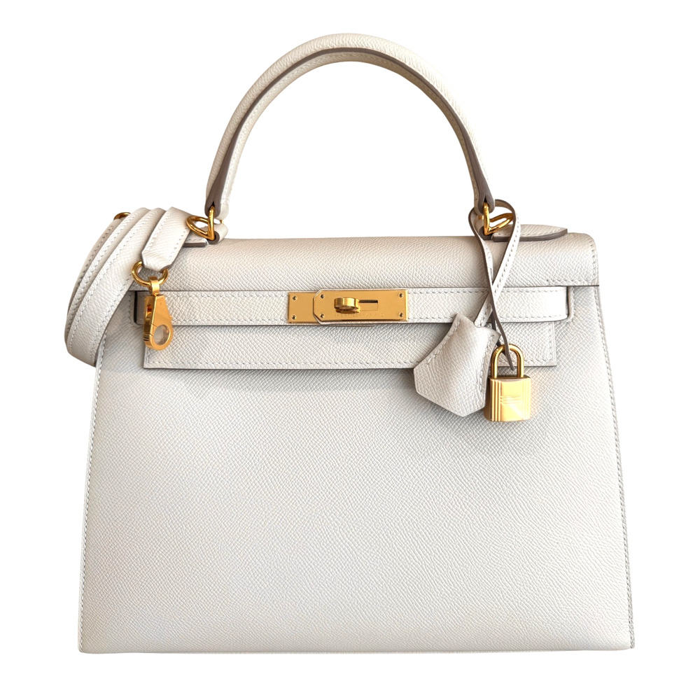Hermes Kelly 28 Sellier Craie White Epsom Leather Gold Hardware RARE